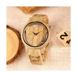 Colorful Wooden Watch Mens Skeleton Dial Full Wood Quartz_2