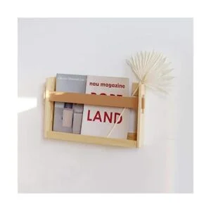 FIRADE Soporte para revistas de pared con correa de piel_3