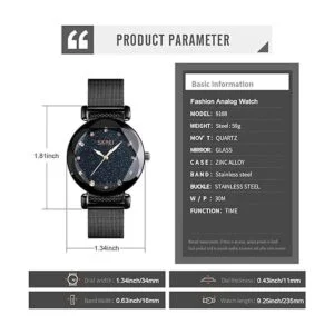 SKMEI Reloj de pulsera de malla de acero inoxidable_6