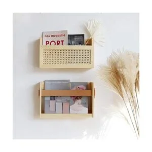 FIRADE Soporte para revistas de pared con correa de piel_4