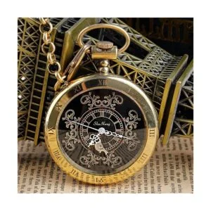 Vintage Gold Roman Number Dial Steampunk Mechanical Pocket_2