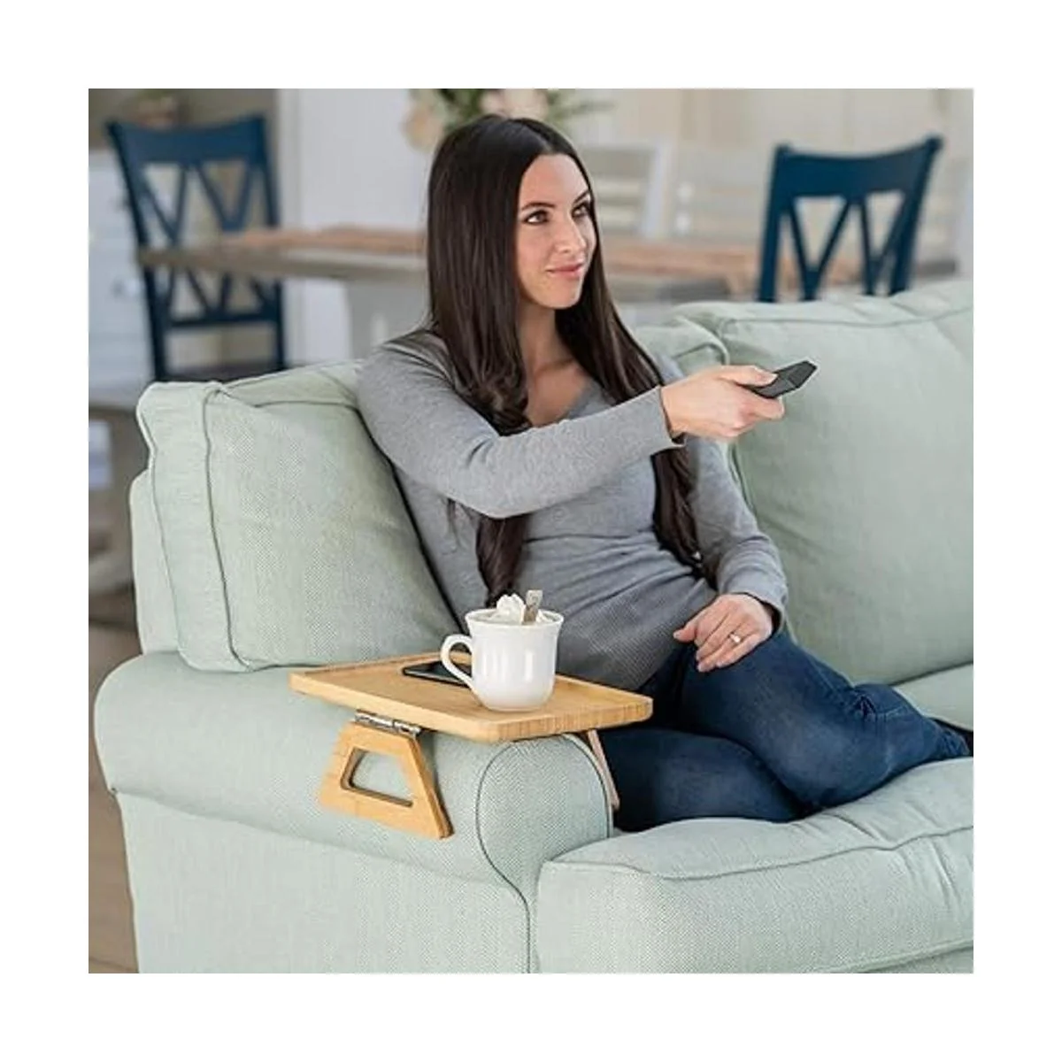 Signature Home Mesa de sofá de sujeción con clip bandeja_2