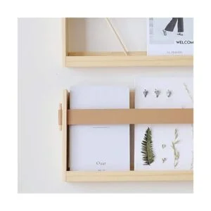 FIRADE Soporte para revistas de pared con correa de piel_2