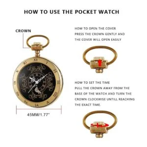 Vintage Gold Roman Number Dial Steampunk Mechanical Pocket_5