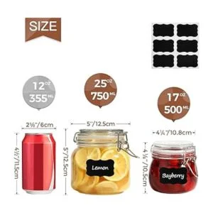 ComSaf Juego de 6 recipientes de vidrio herméticos de 25_2