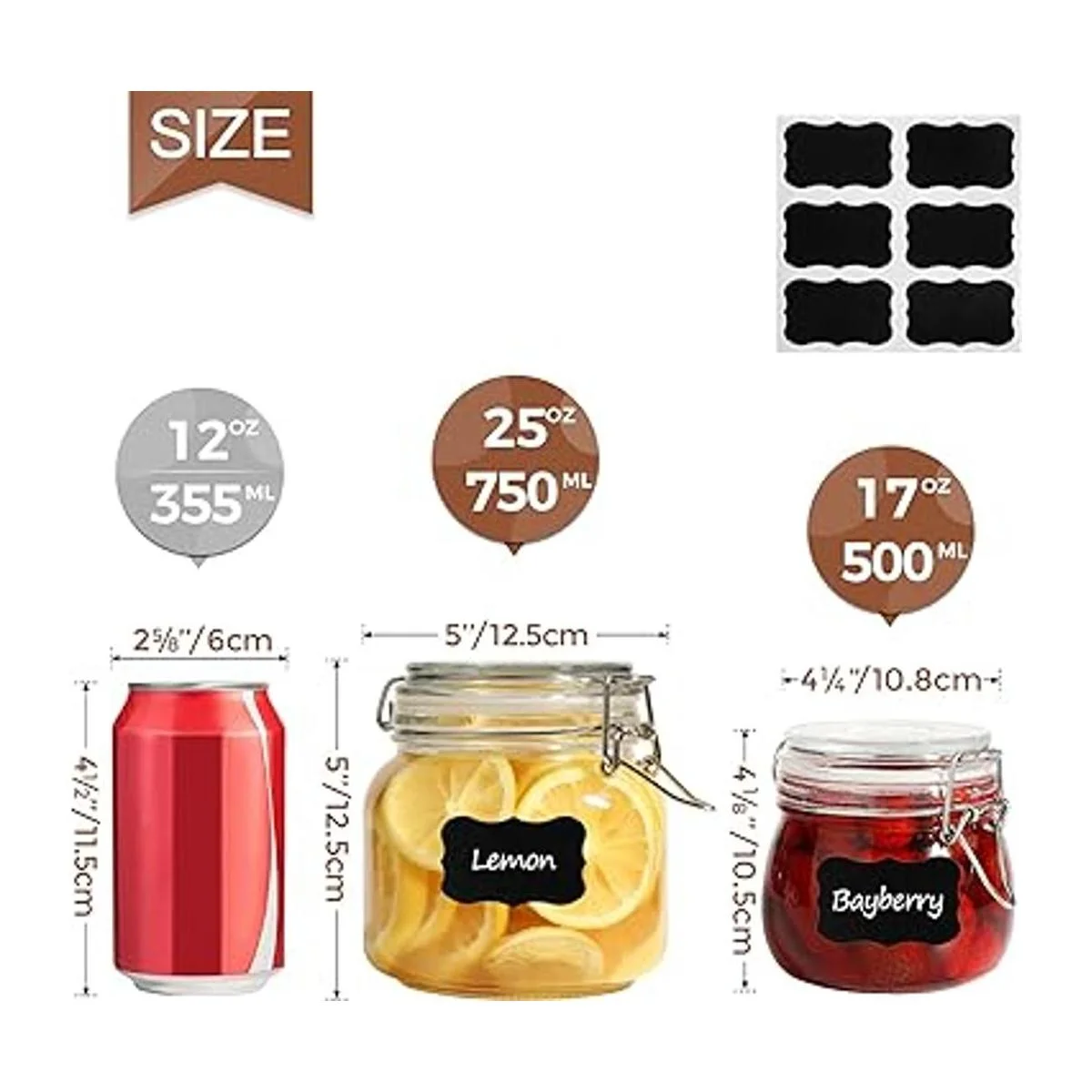 ComSaf Juego de 6 recipientes de vidrio herméticos de 25_2