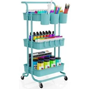 Carrito de utilidad transportable de 3 niveles con tazas_1
