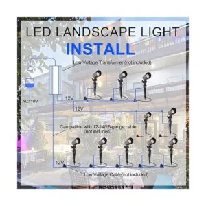 Luces LED de paisaje con conectores 12 V de bajo voltaje_2