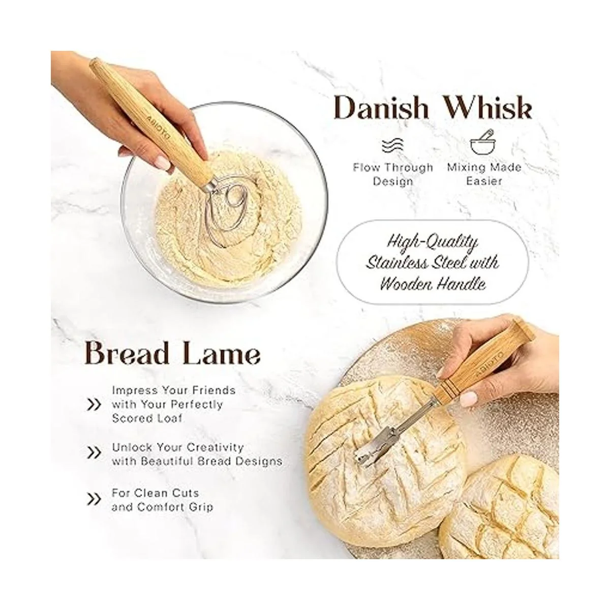 Banneton Juego de 2 cestas a prueba de pan con_3