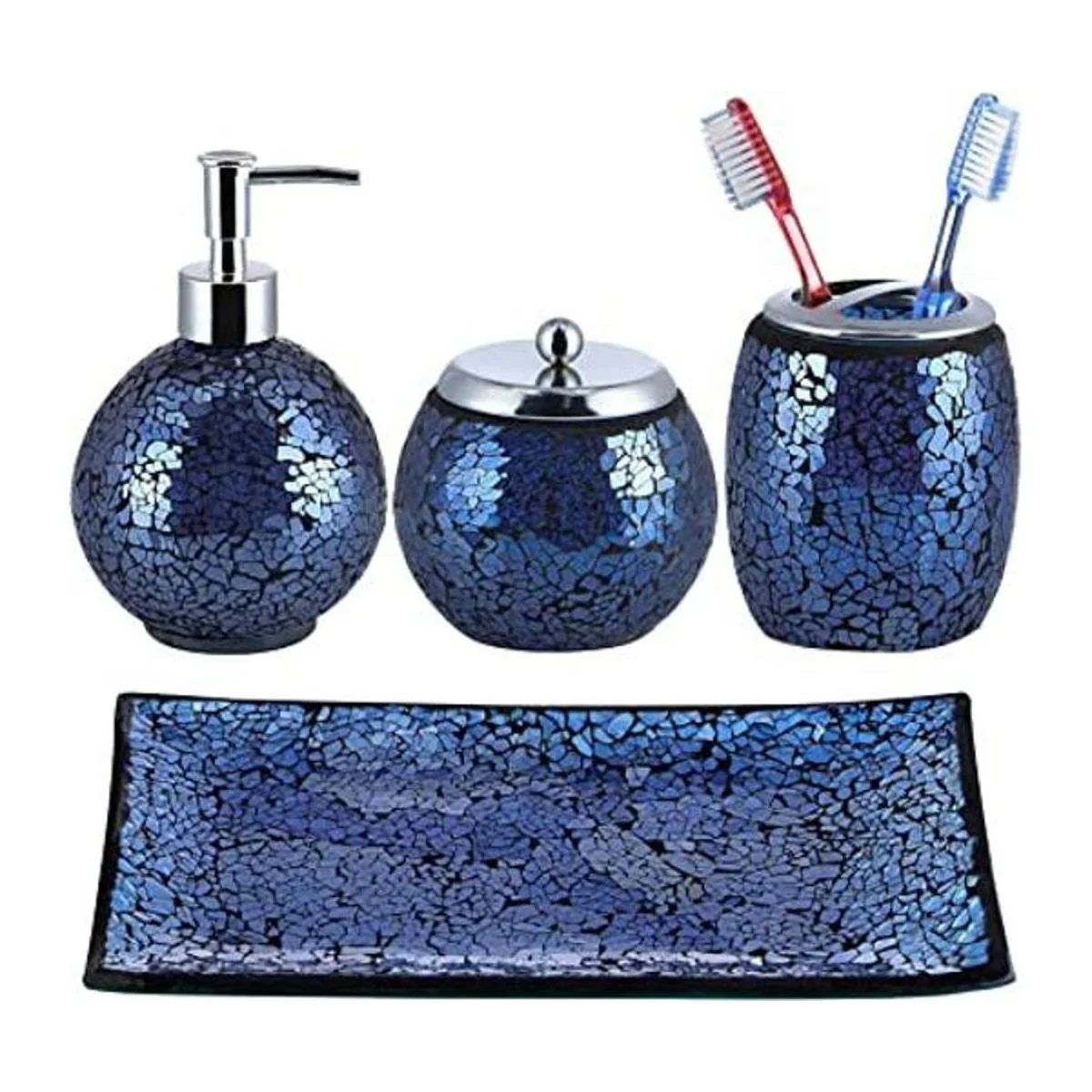 Sanbege Juego de 4 accesorios de baño de vidrio de_1