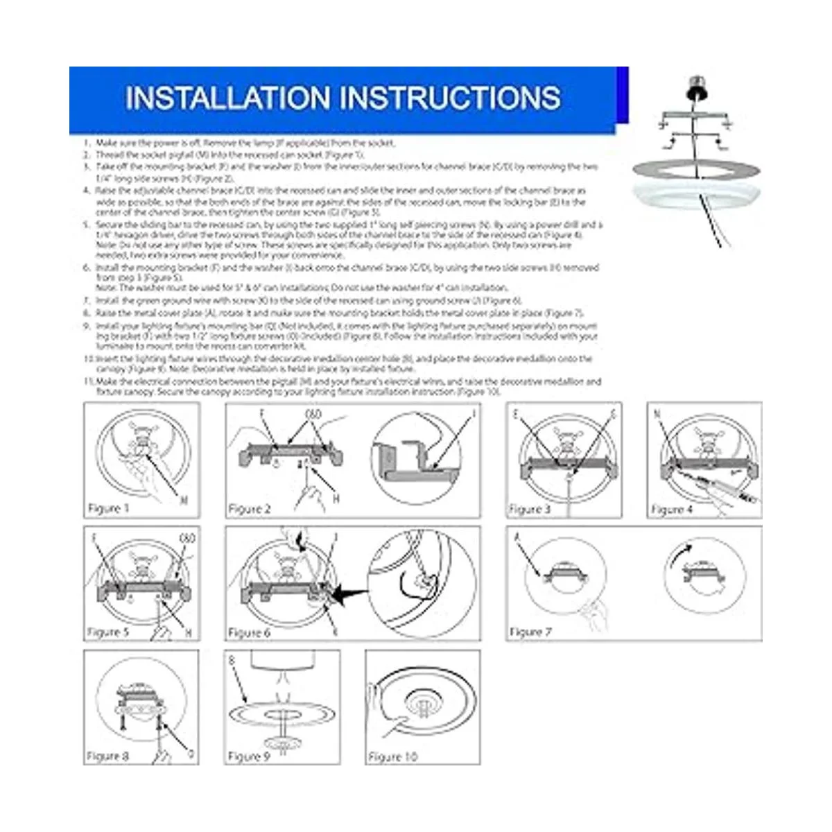Ciata Convertidor de iluminación empotrado para colgante o_6