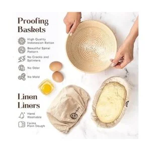 Banneton Juego de 2 cestas a prueba de pan con_2