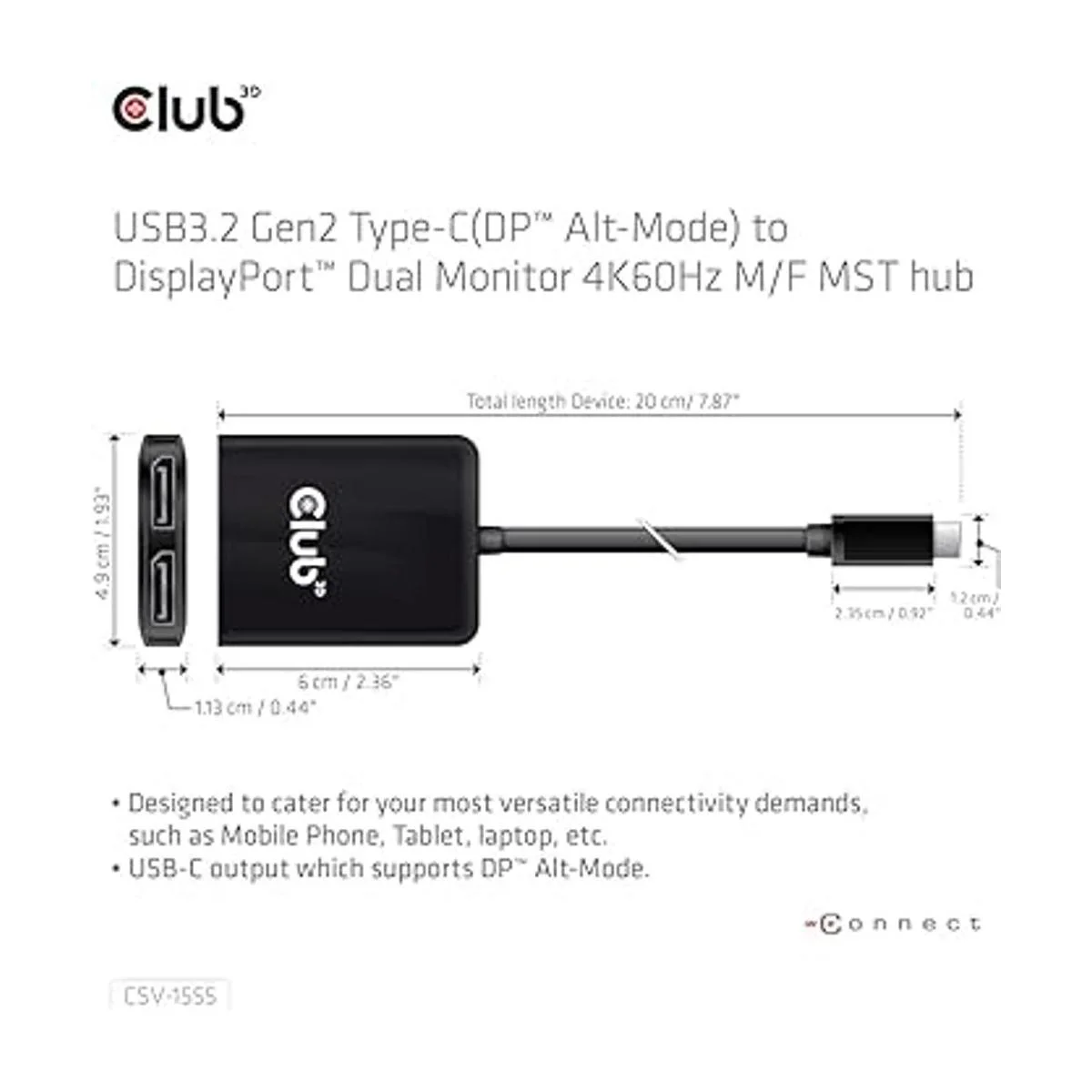 Club 3D Adaptador de monitor múltiple de 2 puertos USB_2