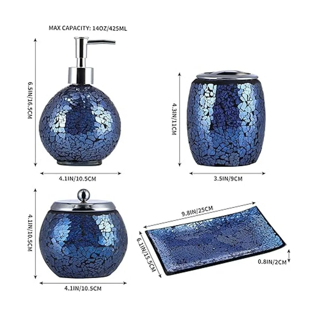 Sanbege Juego de 4 accesorios de baño de vidrio de_2