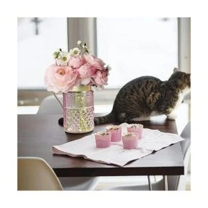 Paquete de 2 floreros de cristal florero estriado rosa_5