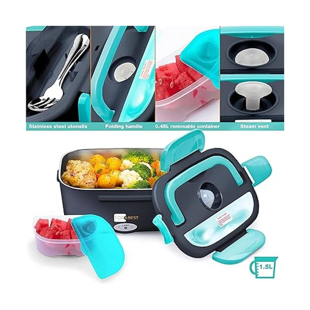 FORABEST Lonchera eléctrica 2 en 1 calentador de_6