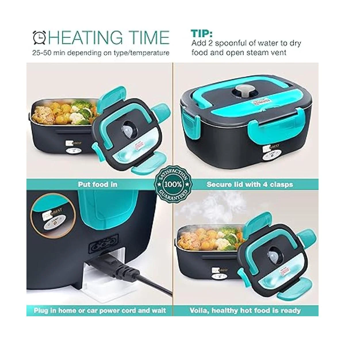 FORABEST Lonchera eléctrica 2 en 1 calentador de_5