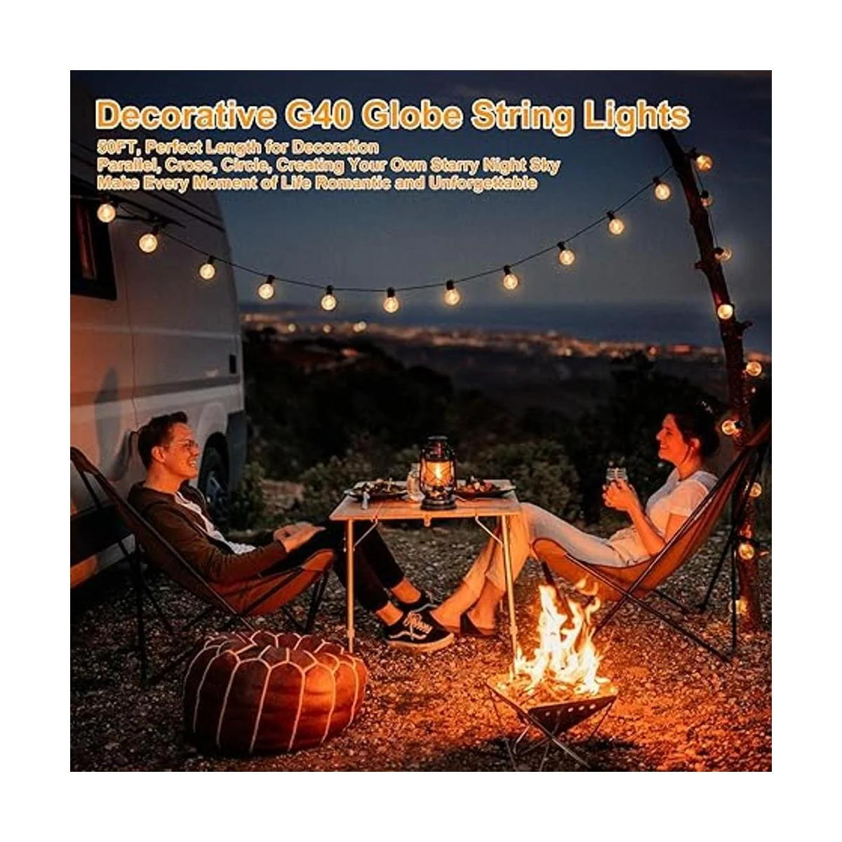 Paquete de 2 cadenas de luces LED para exteriores G40 de_6