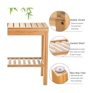 SOUJOY Banco de ducha de bambú taburete de asiento de_3