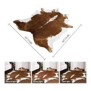Homore Alfombra de cuero de vacuno bonita alfombra con_2