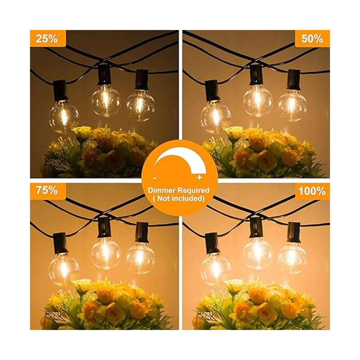 Paquete de 2 cadenas de luces LED para exteriores G40 de_4