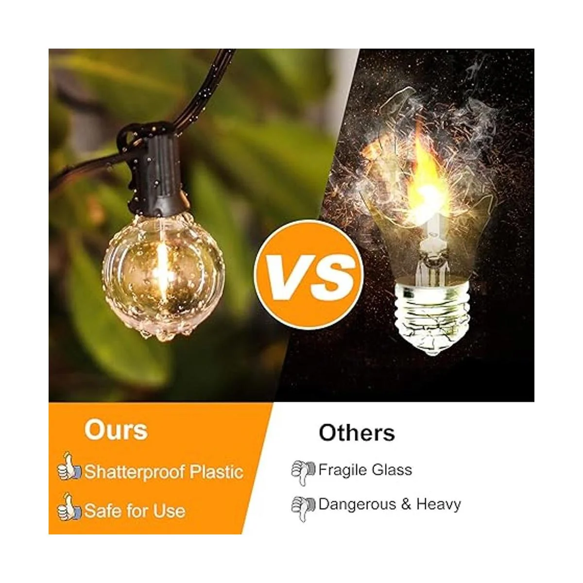 Paquete de 2 cadenas de luces LED para exteriores G40 de_3