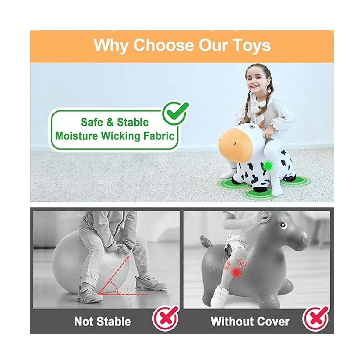 iPlay iLearn Bouncy Pals Caballo de vaca lechera tolva_4