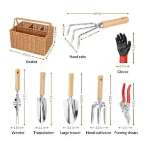SOLIGT Herramientas de mano de jardinería de 8 piezas con_2
