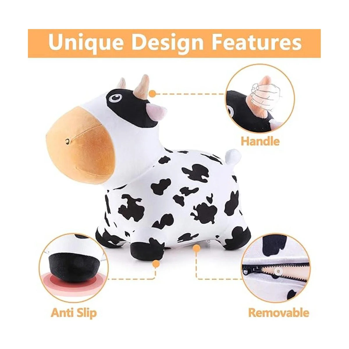 iPlay iLearn Bouncy Pals Caballo de vaca lechera tolva_3