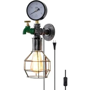 Lovefindahome Lámpara de pared industrial con enchufe E26_1