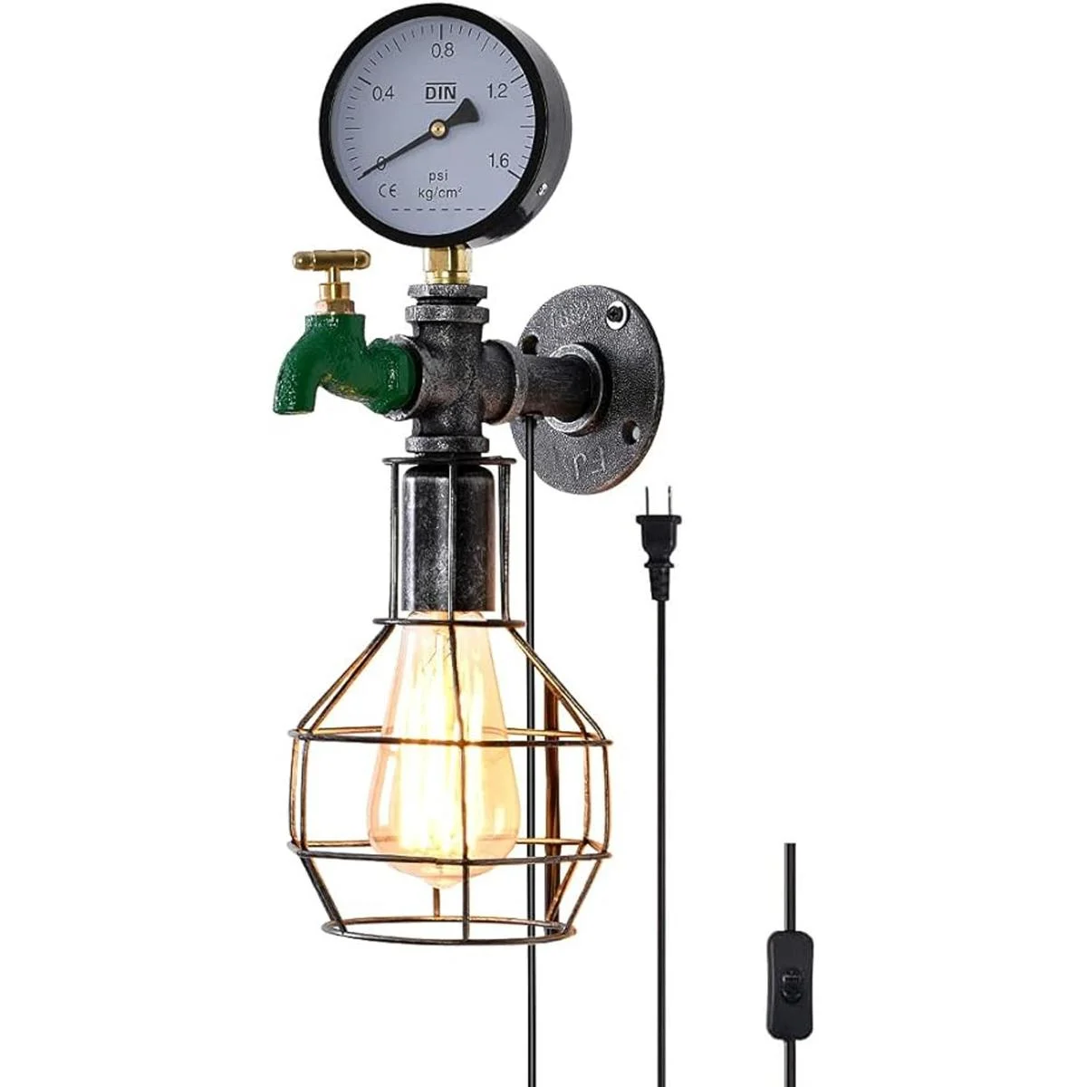 Lovefindahome Lámpara de pared industrial con enchufe E26_1