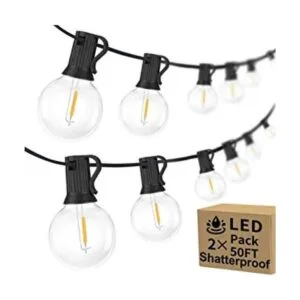 Paquete de 2 cadenas de luces LED para exteriores G40 de_1