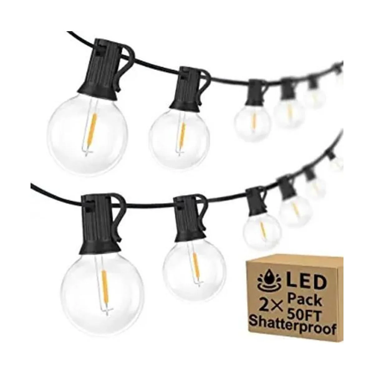 Paquete de 2 cadenas de luces LED para exteriores G40 de_1