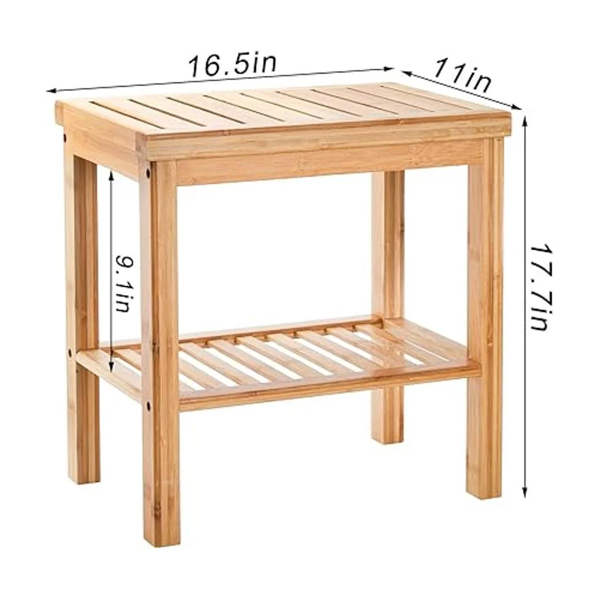 SOUJOY Banco de ducha de bambú taburete de asiento de_2