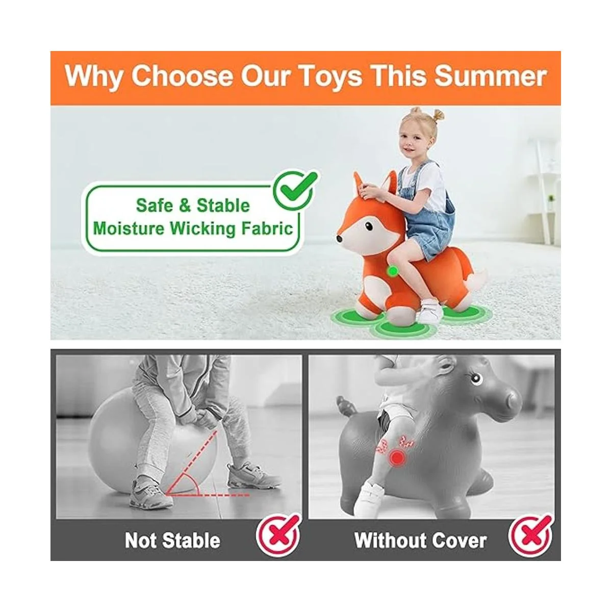 iPlay iLearn Bouncy Pals Caballo de salto de zorro_3