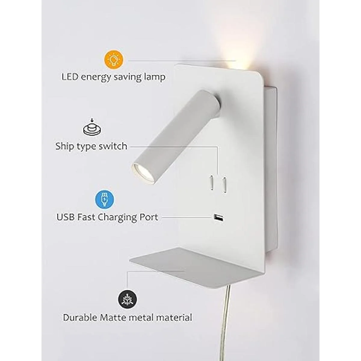 Lámpara de pared enchufable para dormitorio luz de_3