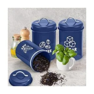 Caja de pan azul marino con juego de recipientes para_6