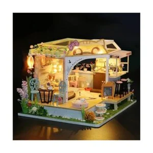SYW DIY luces LED miniatura casa de muñecas kit gato café_2