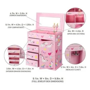 efubaby Joyero mejorado para niñas de 5 capas con puerta_4