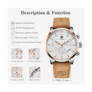 BENYAR Reloj de pulsera con cronógrafo de cuarzo_3