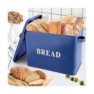 Caja de pan azul marino con juego de recipientes para_5