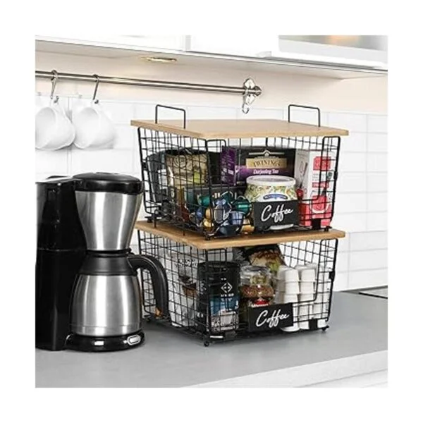 Juego de 2 cestas de encimera de cocina con parte superior_4