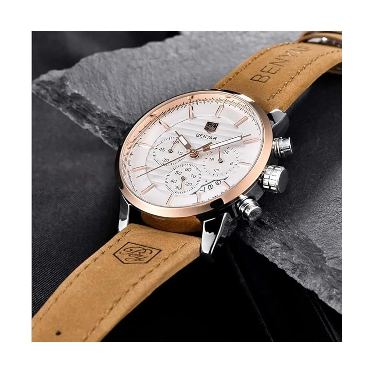 BENYAR Reloj de pulsera con cronógrafo de cuarzo_5