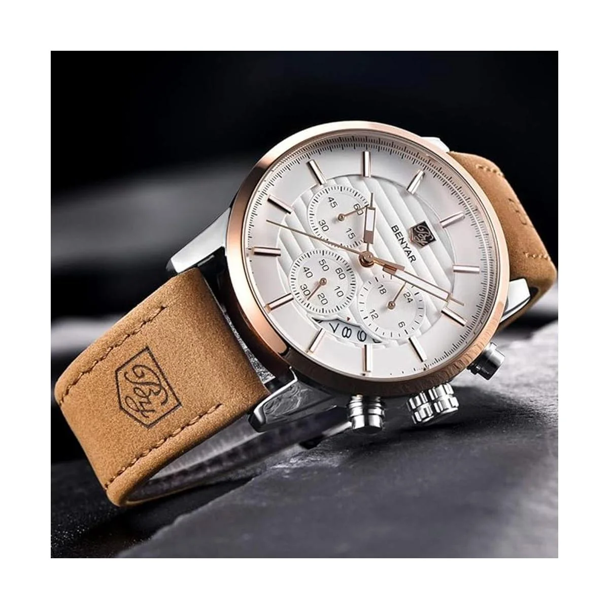 BENYAR Reloj de pulsera con cronógrafo de cuarzo_4