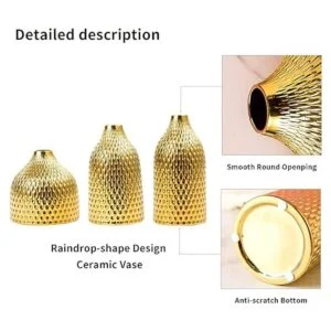 BASDHE Juego de jarrón de cerámica 3 jarrones pequeños_4