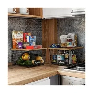 Juego de 2 cestas de encimera de cocina con parte superior_3