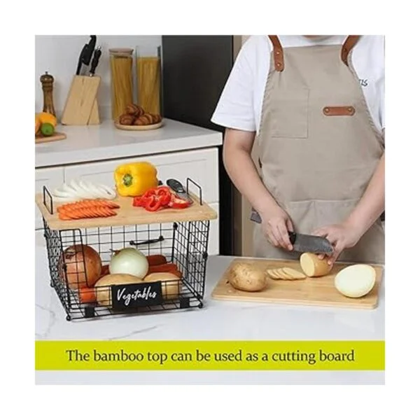 Juego de 2 cestas de encimera de cocina con parte superior_6