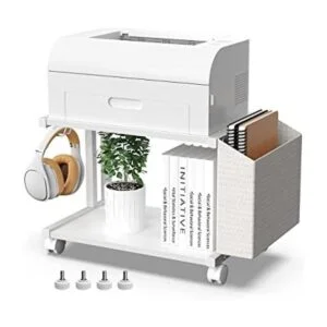 VEDECASA Soporte moderno de madera blanca de 2 niveles_1
