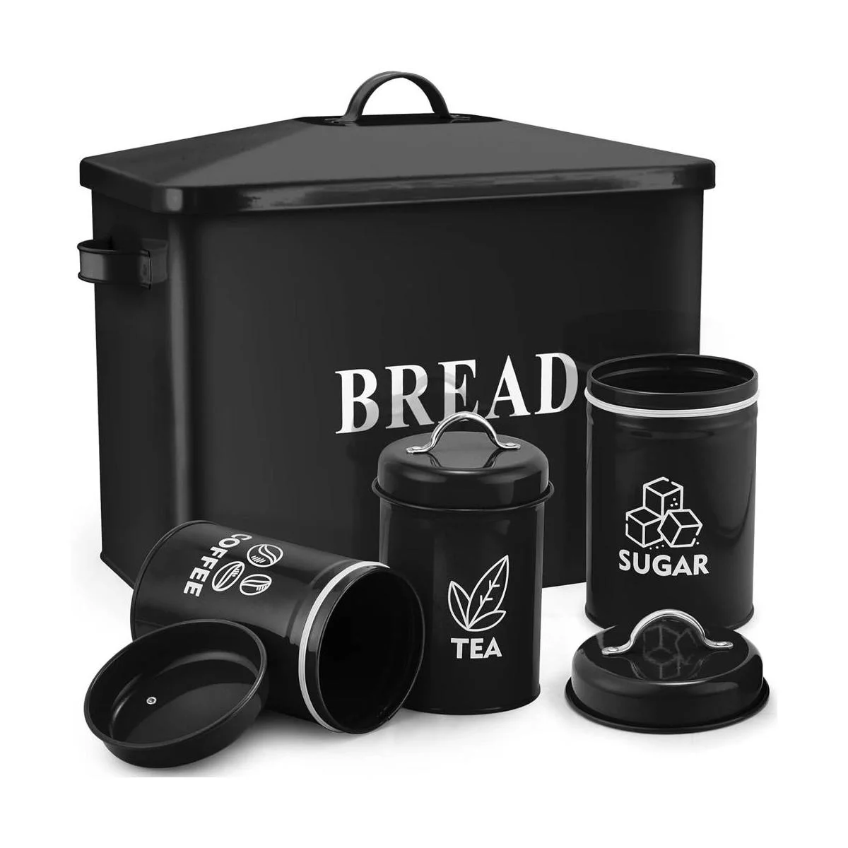 Caja de pan azul marino con juego de recipientes para_1