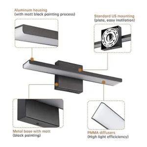 Lámparas de tocador de baño color negro modernas luces_4